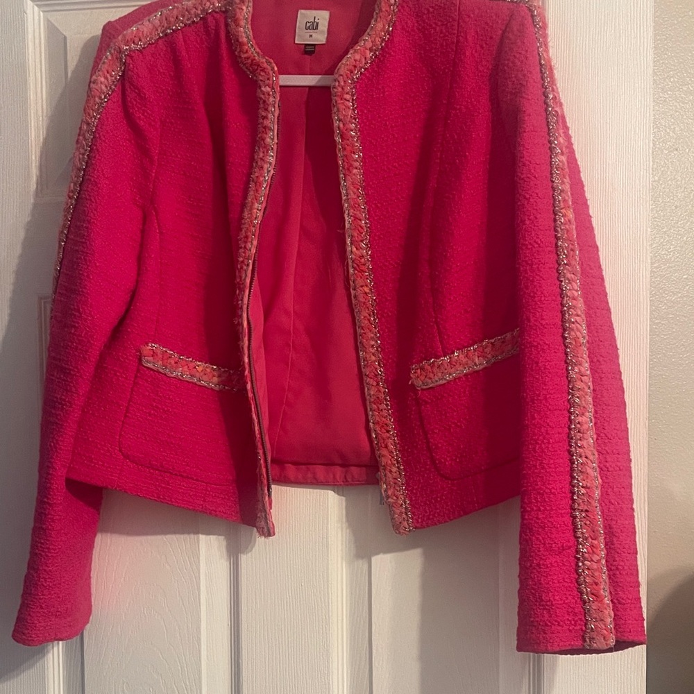 CAbi Ballroom Vibrant Pink Tweed Blazer